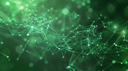 Abstract green plexus network background.  Concept of technology, science, connection, communication, data