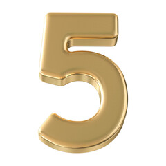 Gold 3D Number 5