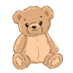 Cute Teddy Bear vector illustration, Hand Drawn Cute print design for kids