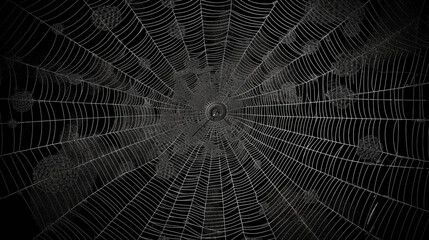 Obraz premium Abstract fractal sipder web on dark background with grungy ornament of broken moody web and particles.