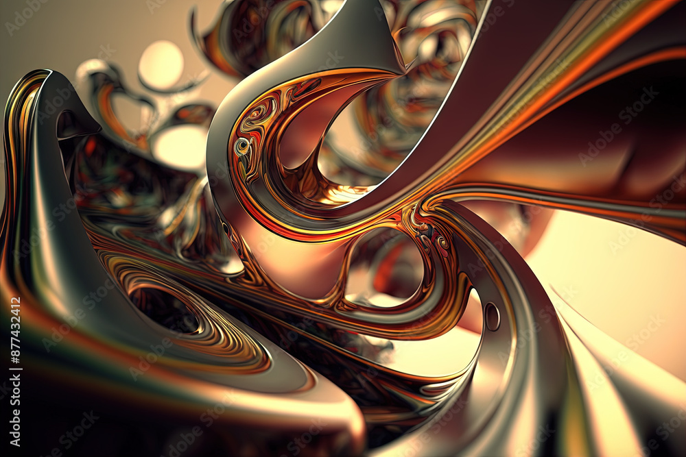 Poster abstract background with colorful fractals. surreal composition with fluid waves of liquid metal.