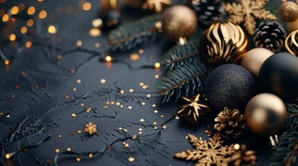 luxury christmas decor, a sophisticated christmas background with elegant gold decorations, providing a festive and upscale feel