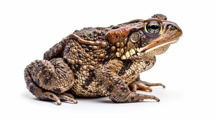 Fototapeta premium Southern toad isolated on white background in detailed side profile view