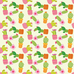 Cactus Mix Seamless Vector Pattern Design