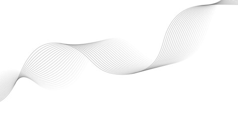 White wave curve lines banner background design. Abstract soft wave lines dynamic flowing gray light isolated background. Vector Illustration of the gray pattern of lines. Black stripes on white