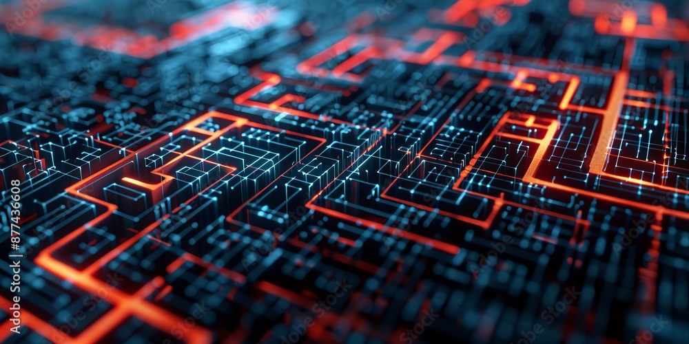 Poster abstract data walls labyrinth cyber concept technology structure network mesh.