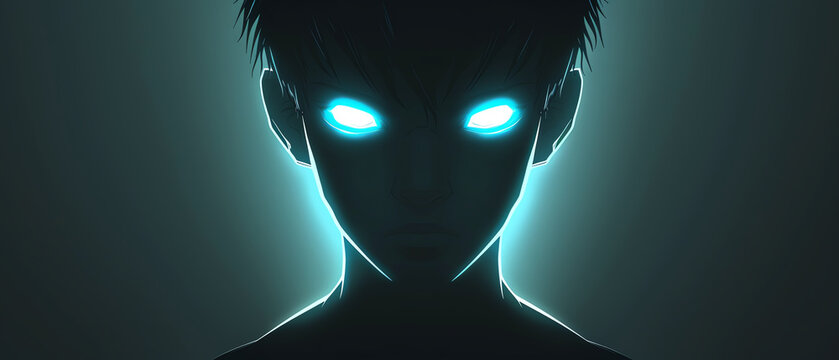 Boy with glowing eyes summoning spirits, Spiritual power, Manga fantasy