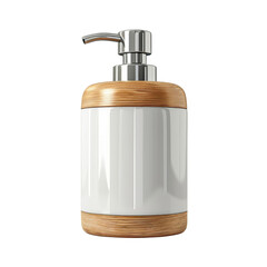 Obraz premium Stylish Ceramic Soap Dispenser with Wooden Accents , isolated on white background, transparent background