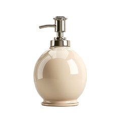Elegant Beige Ceramic Soap Dispenser with Chrome Pump, isolated on white background, transparent background
