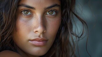 Fototapeta premium Direct_flash_portrait_of_young_latina_women_generative_ai