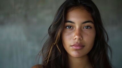 Fototapeta premium Direct_flash_portrait_of_young_latina_women_generative_ai