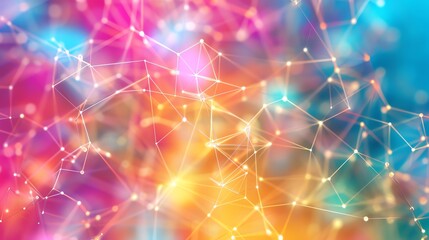 Obraz premium Abstract Colorful Background of Interconnected Dots and Lines. Network, Technology, Science, and Communication Concept.