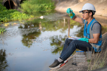 Environmental engineers inspect water quality,Bring water to the lab for testing,Check the mineral content in water and soil,Check for contaminants in water sources.