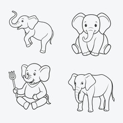 Elegant Elephant Line Art Vector Collection