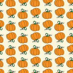 Fall Pumpkin Seamless Vector Pattern Design