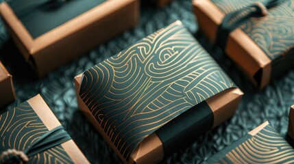 Eco friendly packaging adorned with vintage inspired gold lines