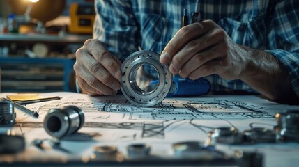 Engineer_technician_designing_drawings_mechanical_parts_engineering_drawing_concept