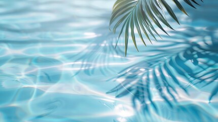 Background with palm leaf shadow on water surface