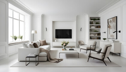 A living room in an edwardian house with a square bay window and chimney breast that has been converted into a bedroom