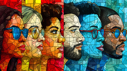 An illustration of five diverse people,