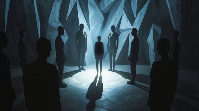 Conceptual representations of fear and mental health, focusing on the impact of phobias, anxiety, and the feeling of being trapped or haunted.