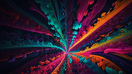abstract psychedelic background featuring swirling neon colors, fractal patterns, and intricate geometric shapes that evoke a sense of movement and fluidity.