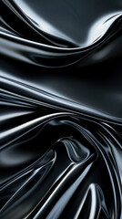 Fototapeta premium Abstract shiny black metal background with curved lines