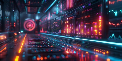Obraz premium Neon Financial Data Visualization, generative ai