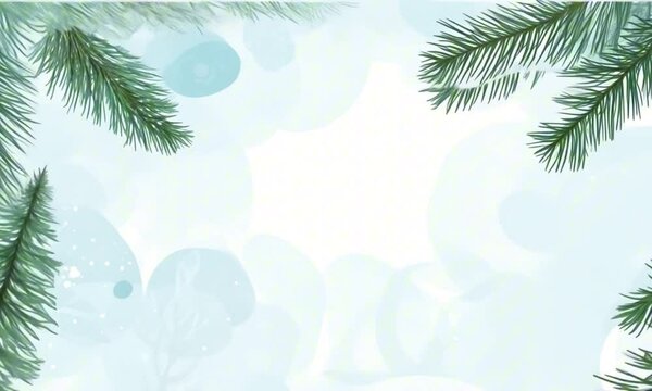 Watercolor vector winter background with fir branches and cones