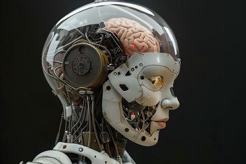 Fototapeta premium Robot with human brain