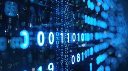 Scene filled with blue binary digits and sequences