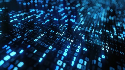 Rows of blue binary digits indicating data flow