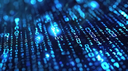 Fototapeta premium Dynamic data visualization with blue binary numbers