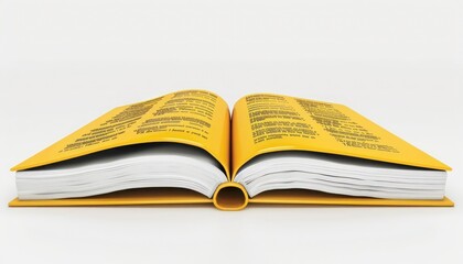 Obraz premium High Quality Mustard Yellow Open Book 3D Render for School and Educational Themes