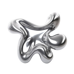 PNG shiny liquid metal 3d form in the style of silver colors, abstract fluid flowing composition, gradient iridescent texture	
