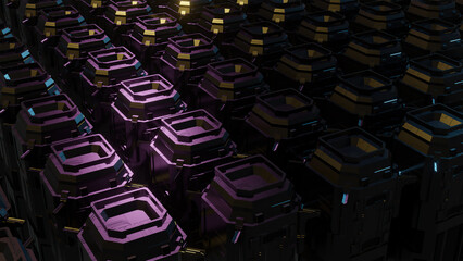 Fototapeta premium Futuristic abstract background with geometric structures and neon lighting