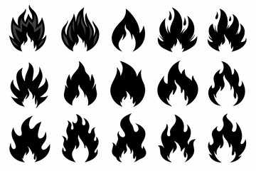 Fire icon vector set, Fire flame icons bundle