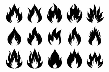 Fire icon vector set, Fire flame icons bundle