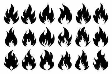 Fire icon vector set, Fire flame icons bundle