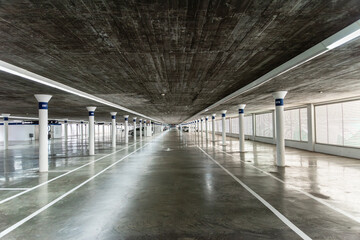 Modern Underground Parking Garage with Cars