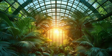 Modern Botanical Garden Atrium, generative ai