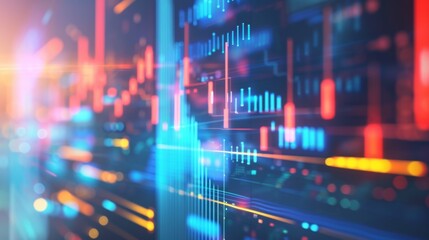 Abstract background of business data graphs and statistical analysis on a computer screen.