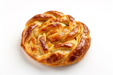 Fototapeta premium golden brown lattice pastry pie on white background