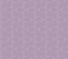 Vector subtle linear geometric seamless pattern with thin lines, stripes, hexagons, triangles, grid. Abstract background in lilac color. Simple modern minimal texture. Elegant repeated geo design