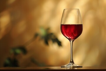 Naklejka premium Elegant Glass of Red Wine with Warm Background Lighting