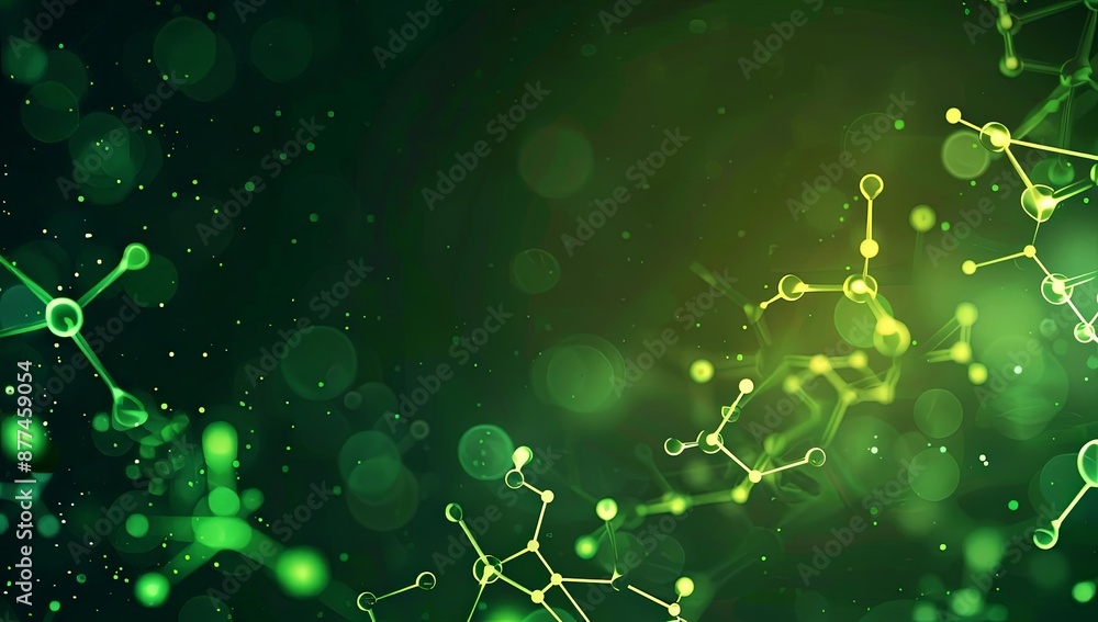 Aufkleber abstract green molecular structure with light spots and bokeh effect