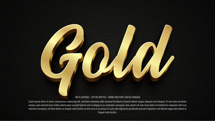 Golden text effect, editable text golden style