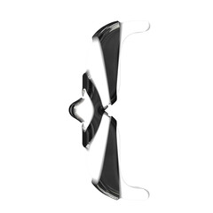 White 3d symbol with black thick straps