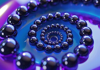 Colorful Spiral Pattern with Vibrant Blue and Purple Spheres