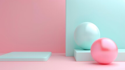 Minimal Abstract Background with Pink and Blue Gradient Spheres